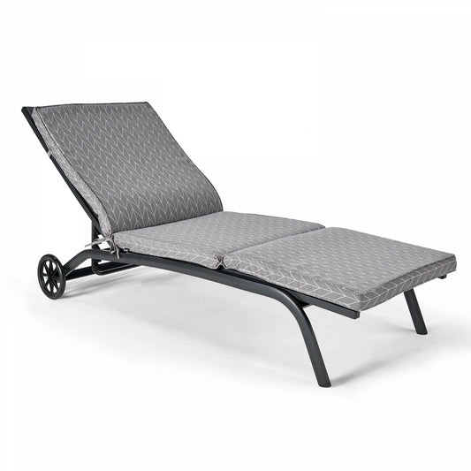  Lot De 2 Coussins Bain De Soleil Polyester Gris 186x60x5 Cm
