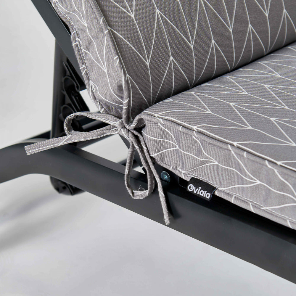  Lot De 2 Coussins Bain De Soleil Polyester Gris 186x60x5 Cm