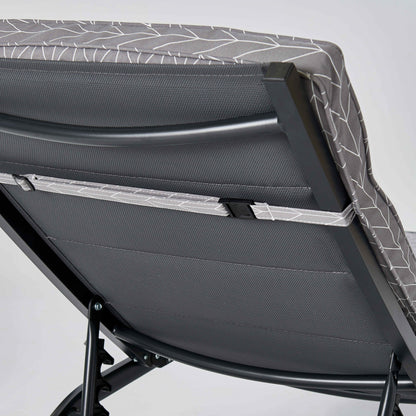  Lot De 2 Coussins Bain De Soleil Polyester Gris 186x60x5 Cm