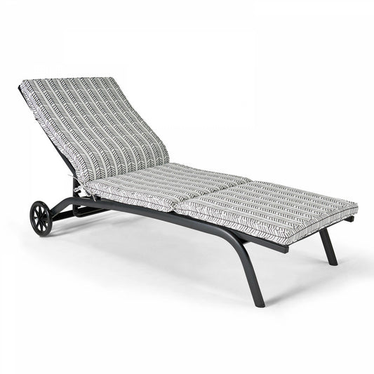  Coussin Bain De Soleil Polyester Blanc Et Noir 186 X 60 X 5 Cm