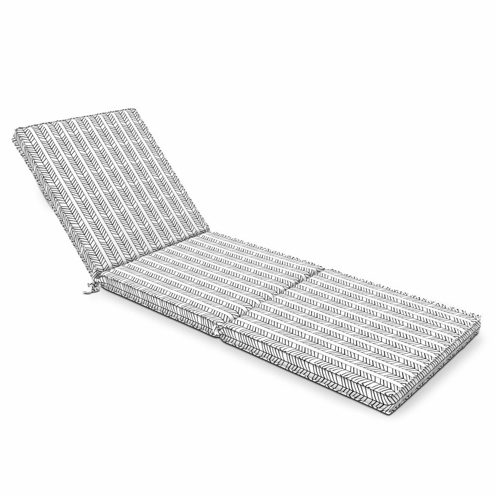  Coussin Bain De Soleil Polyester Blanc Et Noir 186 X 60 X 5 Cm