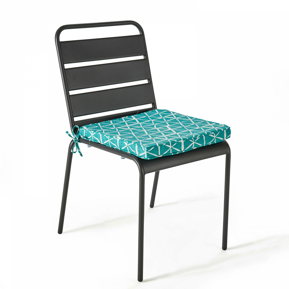  Lot De 4 Galettes De Chaise Polyester Lagune 40x40x3 Cm