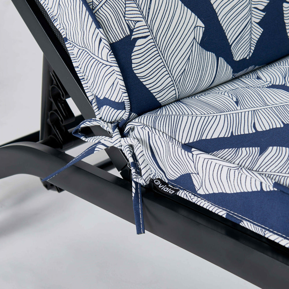  Coussin Bain De Soleil Polyester Bleu Et Blanc 186 X 60 X 5 Cm