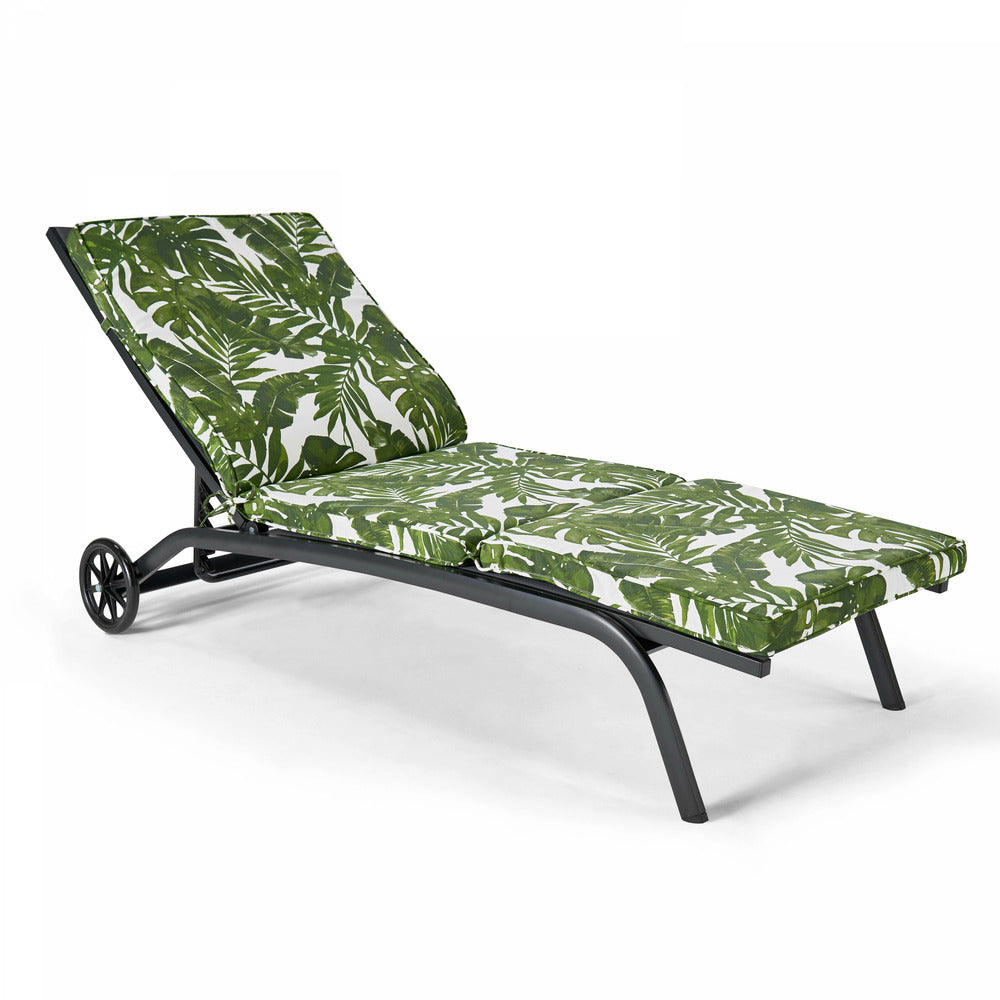  Coussin Bain De Soleil Polyester Blanc Et Vert 186 X 60 X 5 Cm