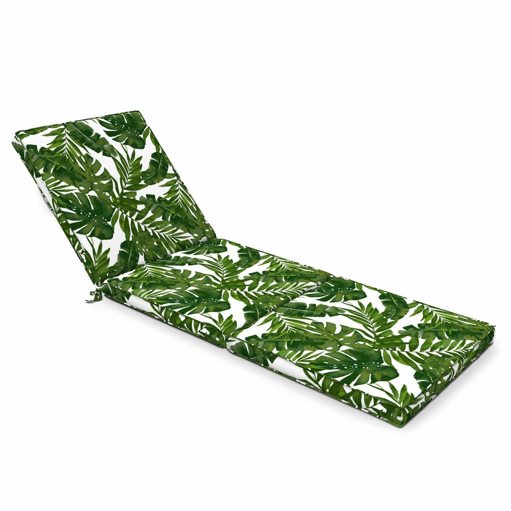  Coussin Bain De Soleil Polyester Blanc Et Vert 186 X 60 X 5 Cm