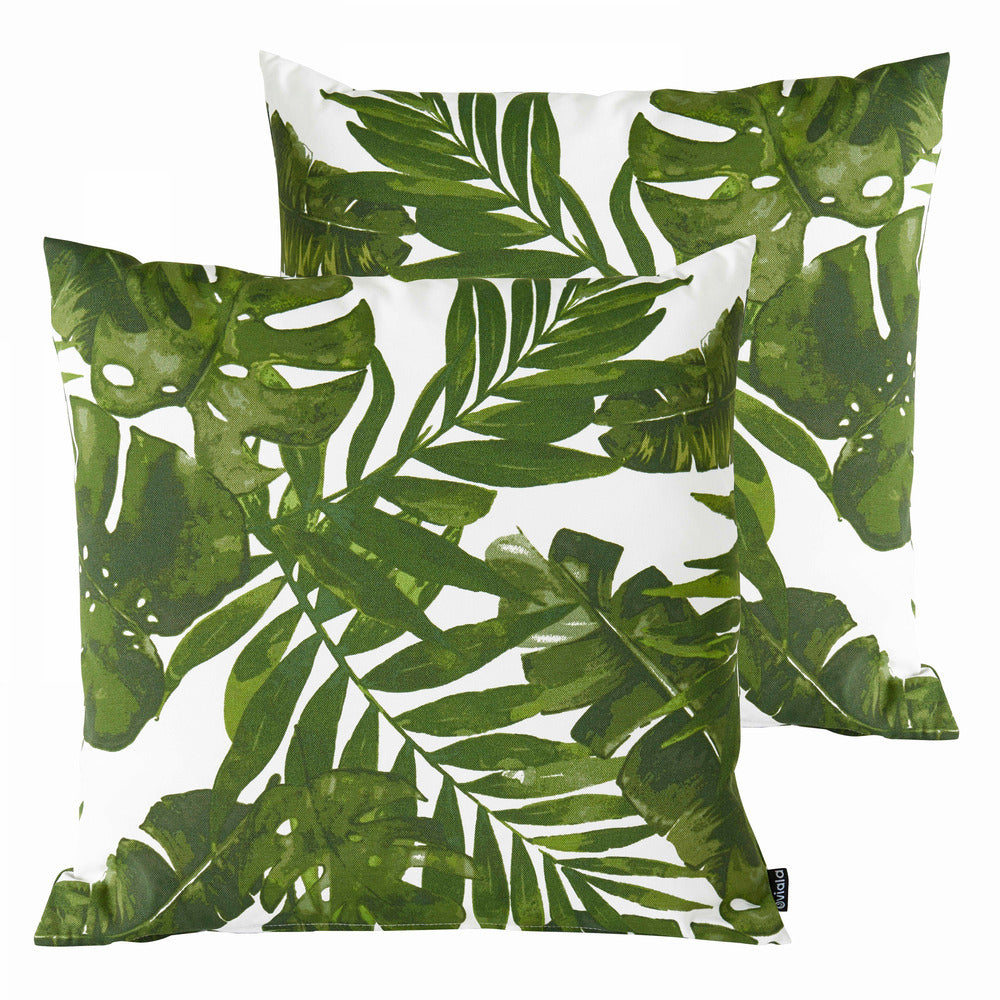  Lot De 2 Coussins Carrés Polyester Jungle 45x45x8 Cm