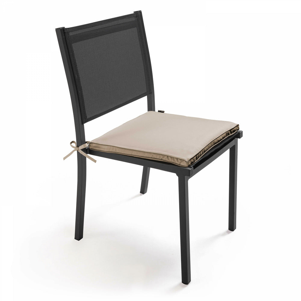  Lot De 4 Galettes De Chaise Polyester Taupe 40x40x3 Cm