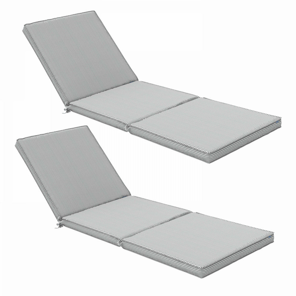  Lot De 2 Coussins Bain De Soleil Polyester Blanc 186x60x5 Cm