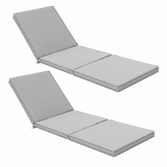  Lot De 2 Coussins Bain De Soleil Polyester Blanc 186x60x5 Cm