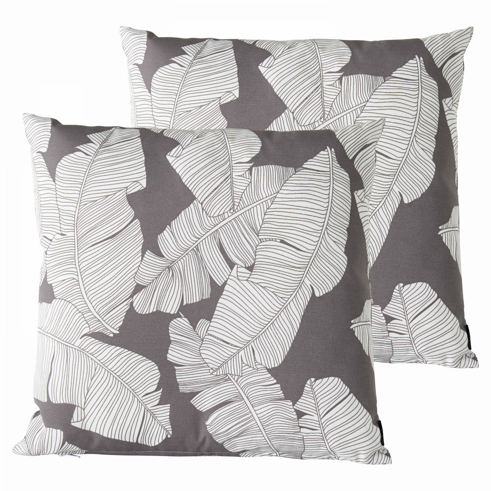  Lot De 2 Coussins Carrés Polyester Abaca Gris 45x45x8 Cm