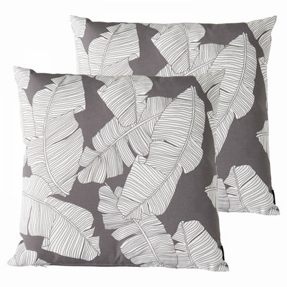  Lot De 2 Coussins Carrés Polyester Abaca Gris 45x45x8 Cm