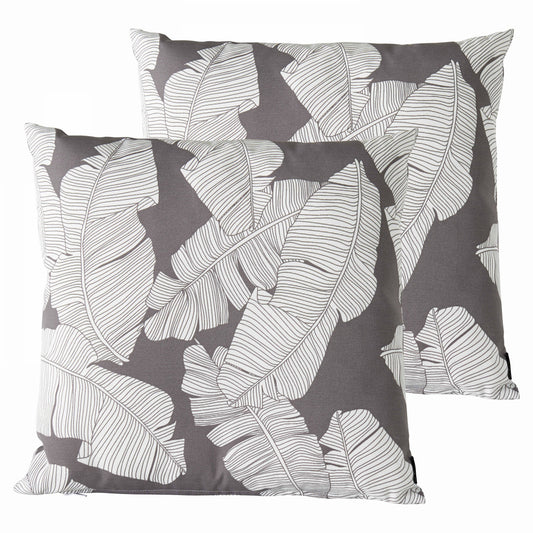  Lot De 2 Coussins Carrés Polyester Abaca Gris 45x45x8 Cm