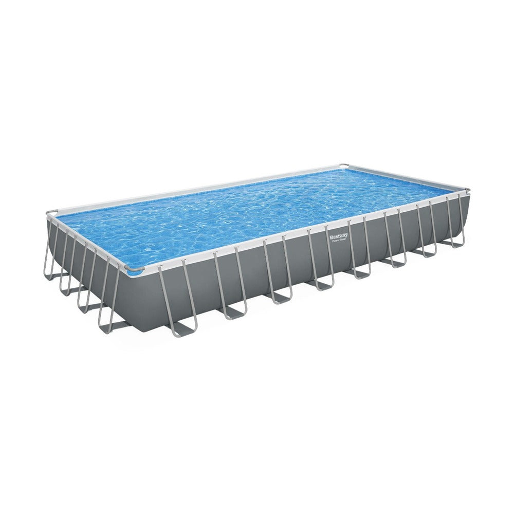  Piscine Tubulaire Bestway - Ambre - Gris Foncé. Grande Piscine Rectangulaire 10x5m Avec Pompe De Filtration à Sable. Échelle Et