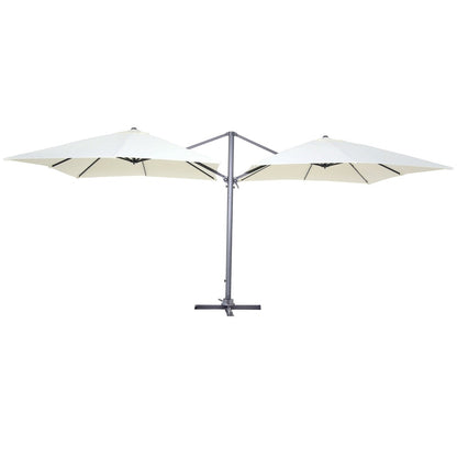  Double Parasol Déporté Carré 3 X 3m En Aluminium écru