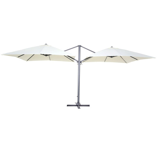  Double Parasol Déporté Carré 3 X 3m En Aluminium écru