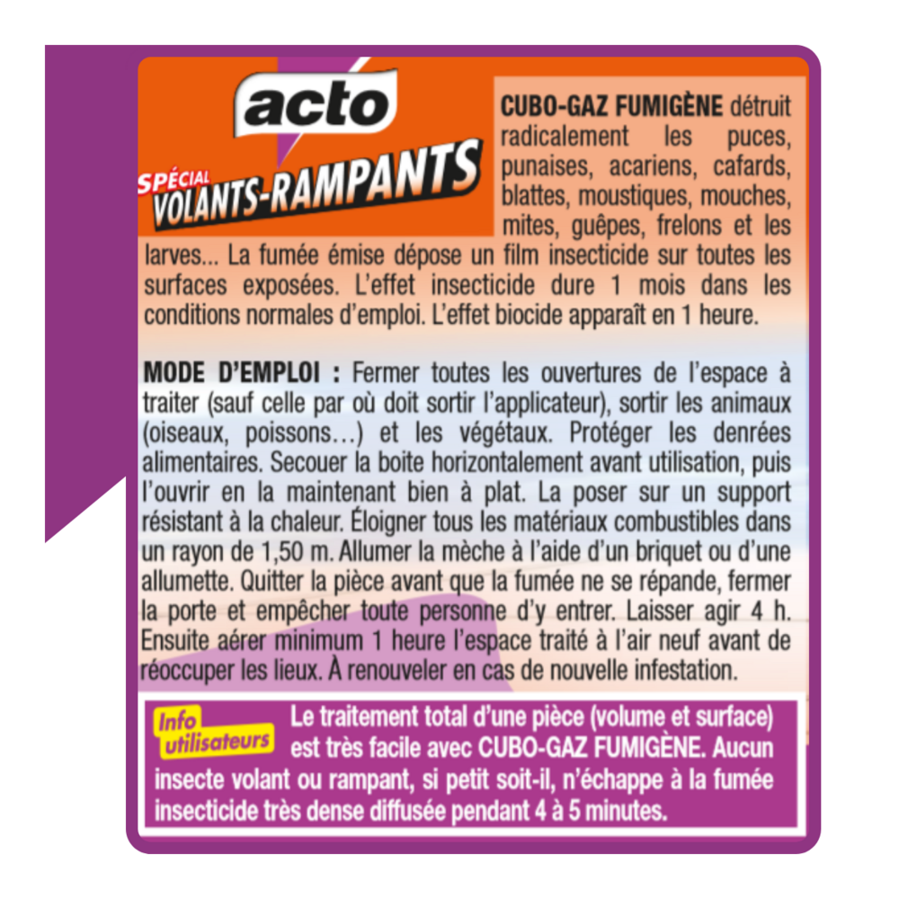  Acto Cubo Gaz - Fumigène Insecticide Polyvalent | Fabriqué En France