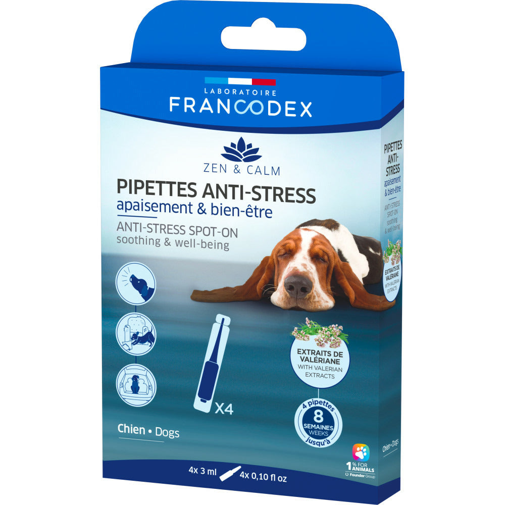  4 Pipettes Anti-stress Apaisement Et Bien-être Pour Chien