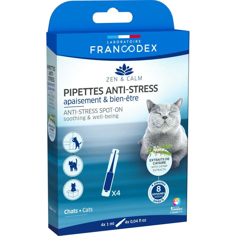  4 Pipettes Anti-stress Apaisant Et Bien-être Pour Chats
