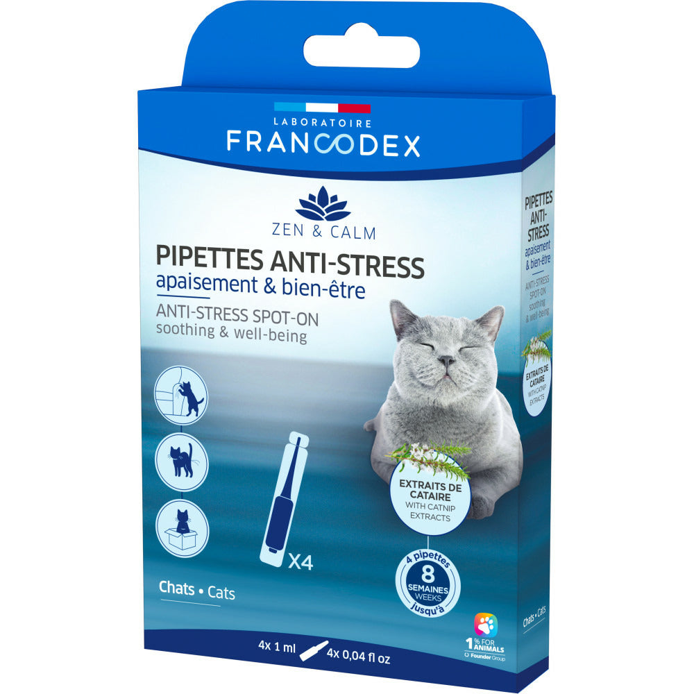  4 Pipettes Anti-stress Apaisant Et Bien-être Pour Chats