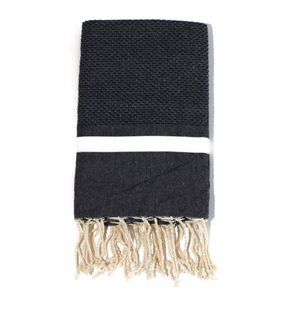  Fouta En Coton Tissage Nid D'abeille Spa 100x200cm Bleu Marine