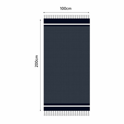  Fouta En Coton Tissage Nid D'abeille Spa 100x200cm Bleu Marine