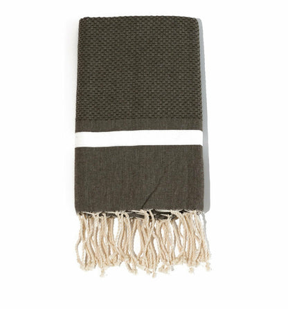  Fouta En Coton Tissage Nid D'abeille Spa 100x200cm Gris Foncé