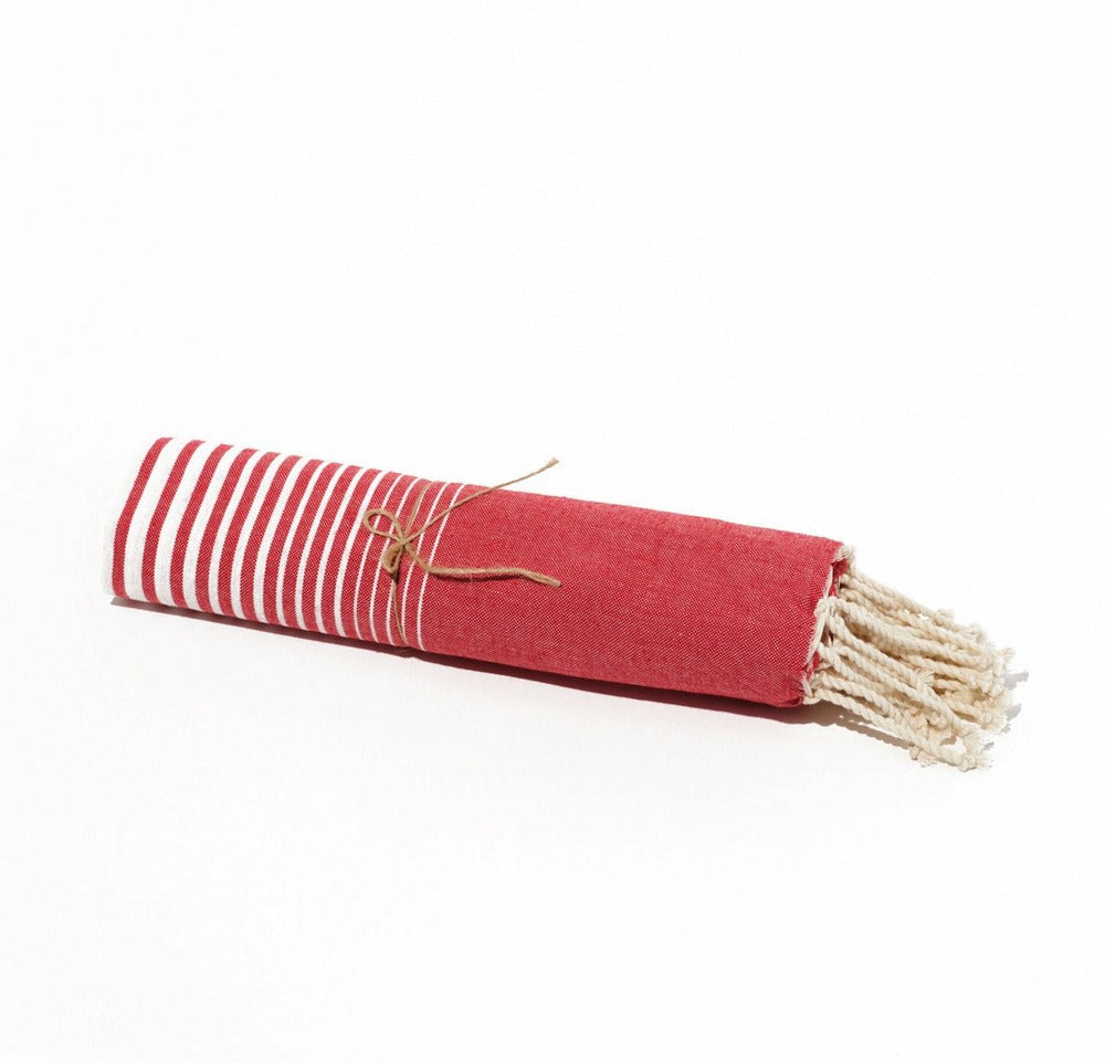  Fouta En Coton Miami 100x200cm Rouge