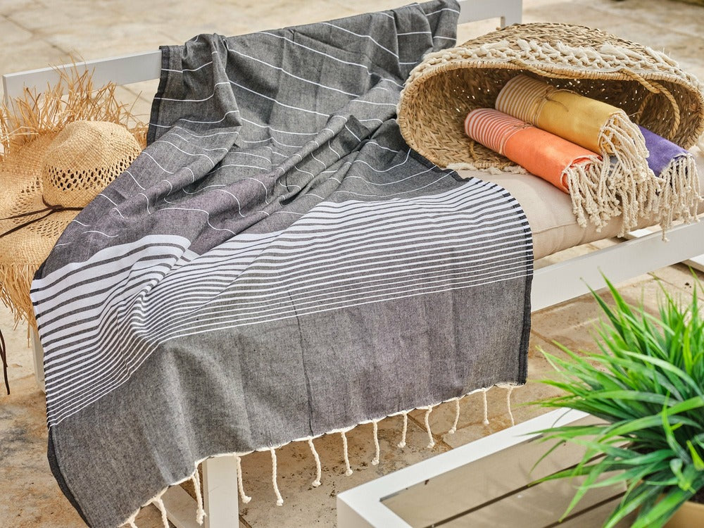  Fouta En Coton Miami 100x200cm Bleu Marine