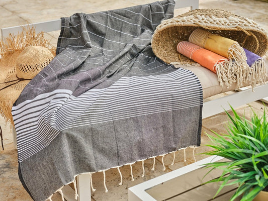  Fouta En Coton Miami 100x200cm Bleu Marine