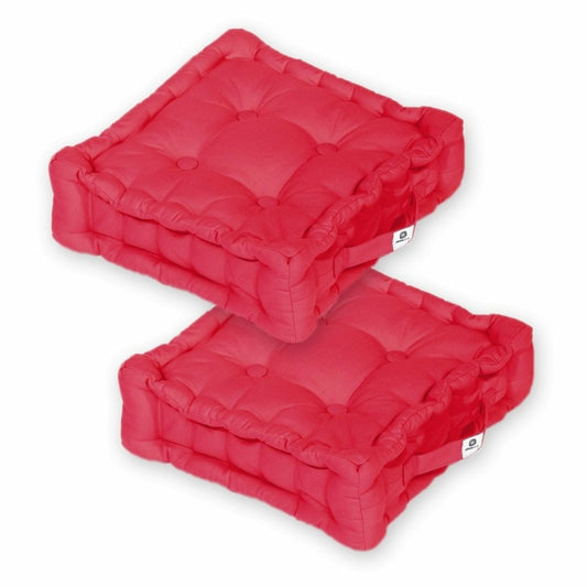  Coussin De Sol Lot De 2 - 40 X 40 Cm Rouge Piment