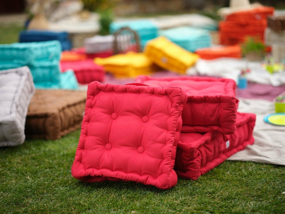  Coussin De Sol Lot De 2 - 40 X 40 Cm Rouge Piment