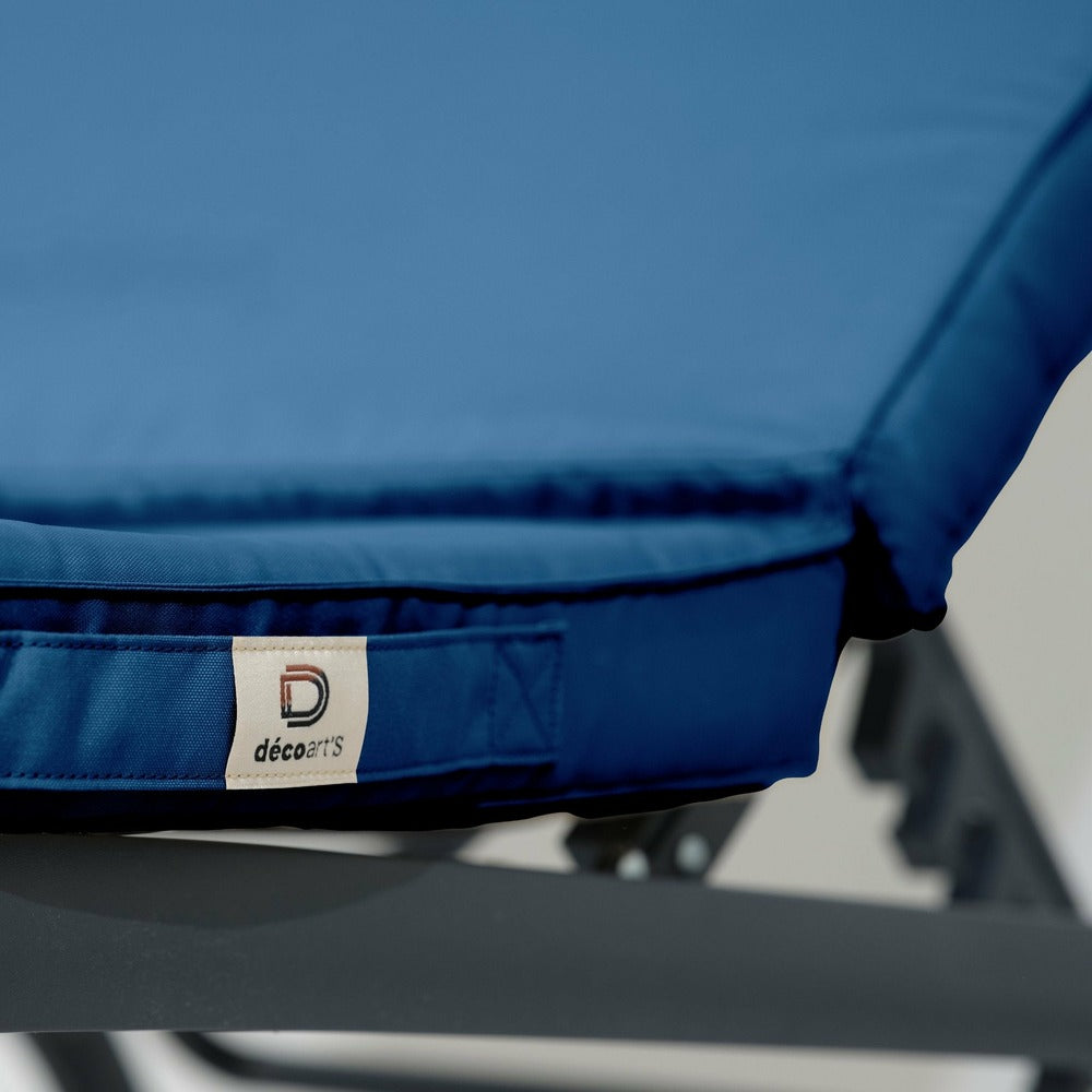  Coussin Bain De Soleil / Matelas Pour Transat Dehoussable- 185x60x5cm - Bleu Petrole