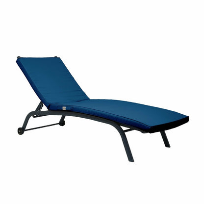  Coussin Bain De Soleil / Matelas Pour Transat Dehoussable- 185x60x5cm - Bleu Petrole