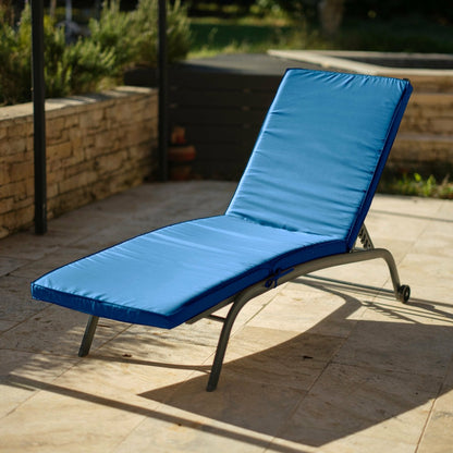  Coussin Bain De Soleil / Matelas Pour Transat Dehoussable- 185x60x5cm - Bleu Petrole