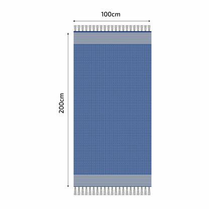  Fouta En Coton Tissage Nid D'abeille Ziwane 100x200cm Bleu Royal