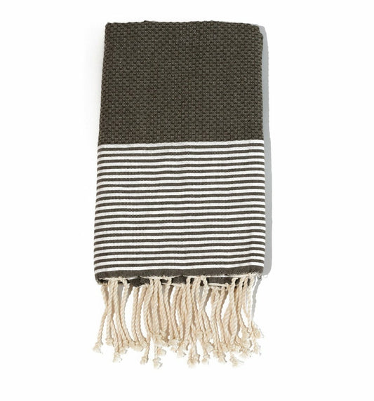  Fouta En Coton Tissage Nid D'abeille Ziwane 100x200cm Gris Foncé