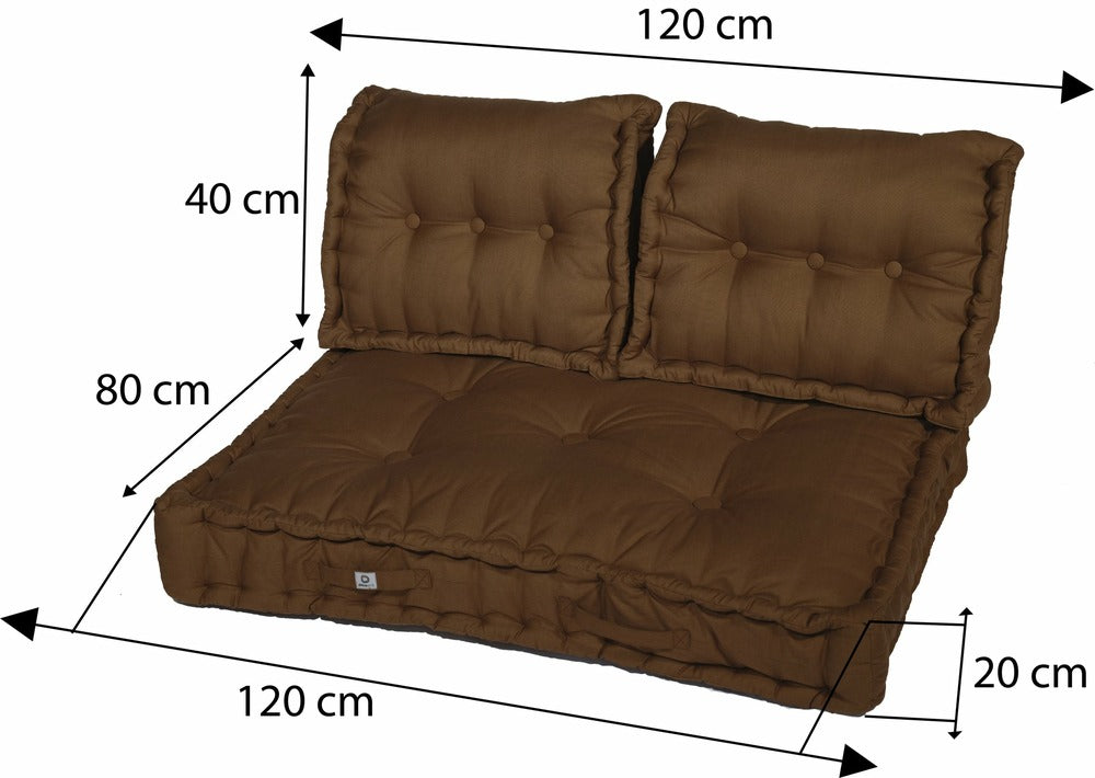  Coussins Palette Capitonné 120x80x20cm Rouille