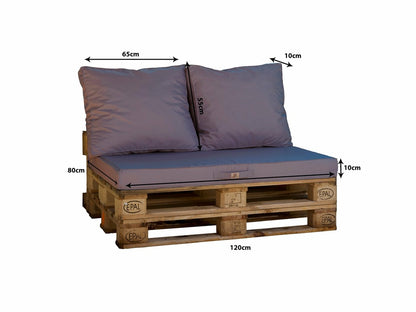  Lot Matelas Pour Palette Déhoussable Avec Assise De 120x80x10cm Et Dossier Gris Carbone