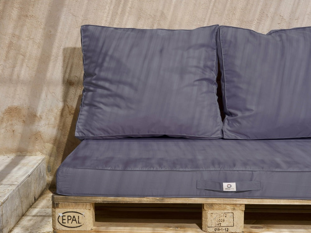  Lot Matelas Pour Palette Déhoussable Avec Assise De 120x80x10cm Et Dossier Gris Carbone