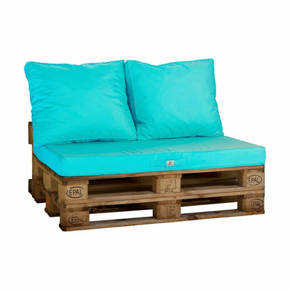  Lot Matelas Pour Palette Déhoussable Avec Assise De 120x80x10cm Et Dossier Bleu Caraibes