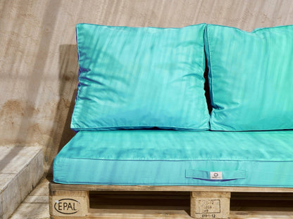  Lot Matelas Pour Palette Déhoussable Avec Assise De 120x80x10cm Et Dossier Bleu Caraibes
