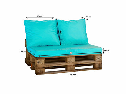  Lot Matelas Pour Palette Déhoussable Avec Assise De 120x80x10cm Et Dossier Bleu Caraibes