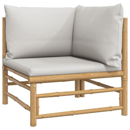 VIDAXL Salon De Jardin 8 Pcs Avec Coussins Gris Clair Bambou