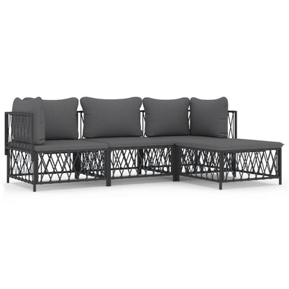 VIDAXL Salon De Jardin Avec Coussins 4 Pcs Anthracite Acier