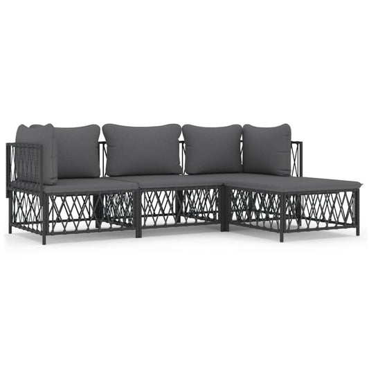 VIDAXL Salon De Jardin Avec Coussins 4 Pcs Anthracite Acier