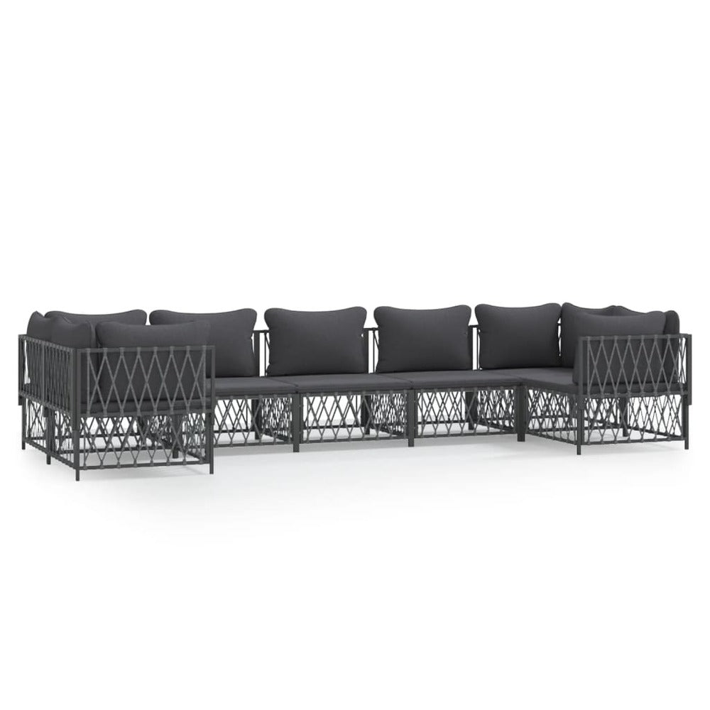 VIDAXL Salon De Jardin 7 Pcs Avec Coussins Anthracite Acier