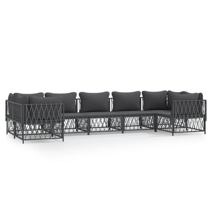 VIDAXL Salon De Jardin 7 Pcs Avec Coussins Anthracite Acier