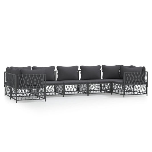 VIDAXL Salon De Jardin 7 Pcs Avec Coussins Anthracite Acier