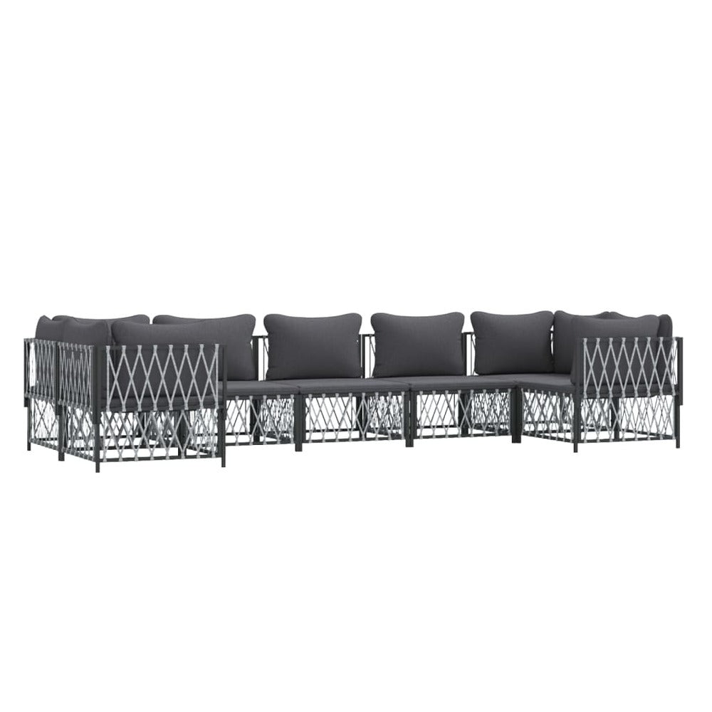 VIDAXL Salon De Jardin 7 Pcs Avec Coussins Anthracite Acier