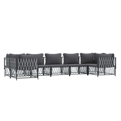 VIDAXL Salon De Jardin 7 Pcs Avec Coussins Anthracite Acier